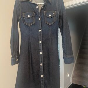 Classic Denim Button-Down Midi Dress